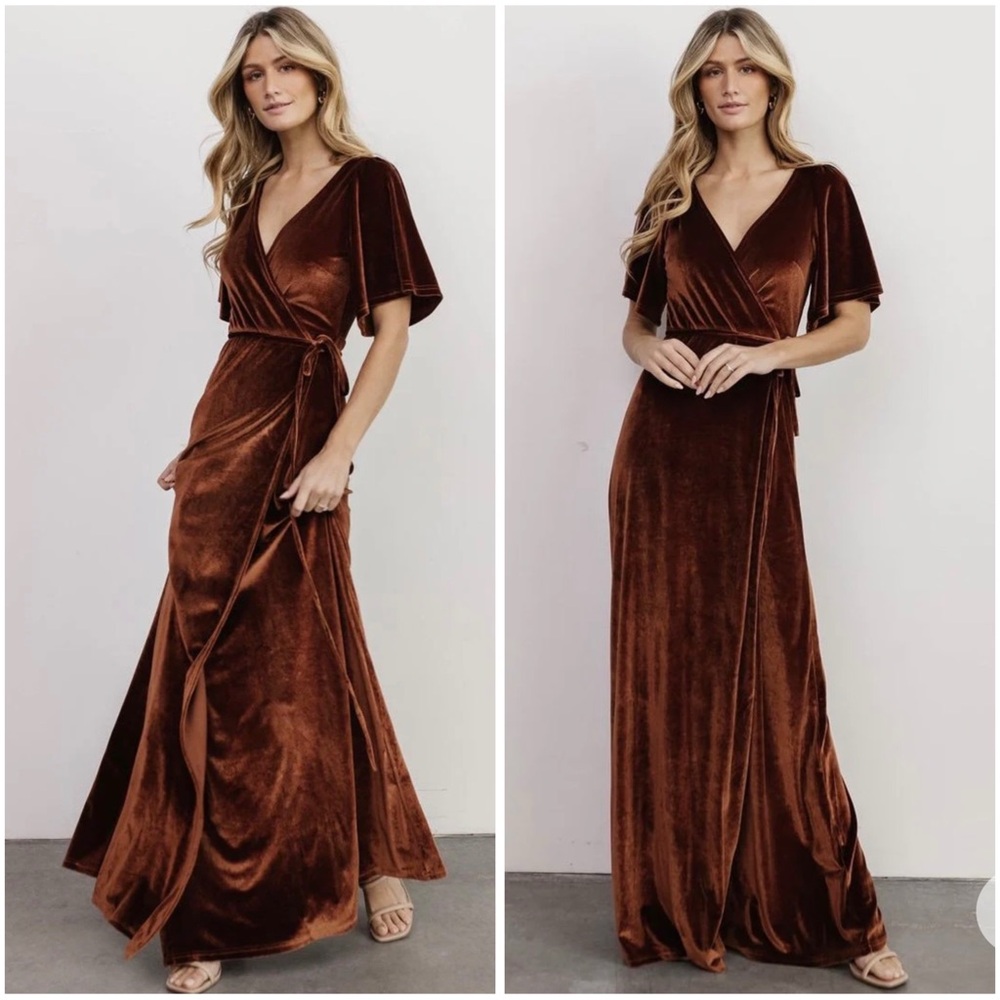 BALTIC BORN Elegant Feminine Versatile Meghan Velvet Wrap Maxi Dress Sz XL NWT